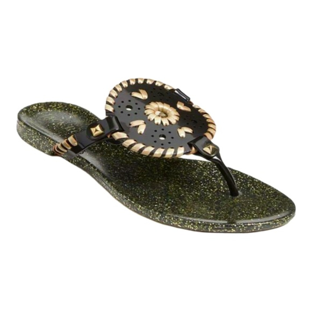 Jack Rogers Georgica Sandals Black/Gold Jelly, Size Womens’ 6 NWOT